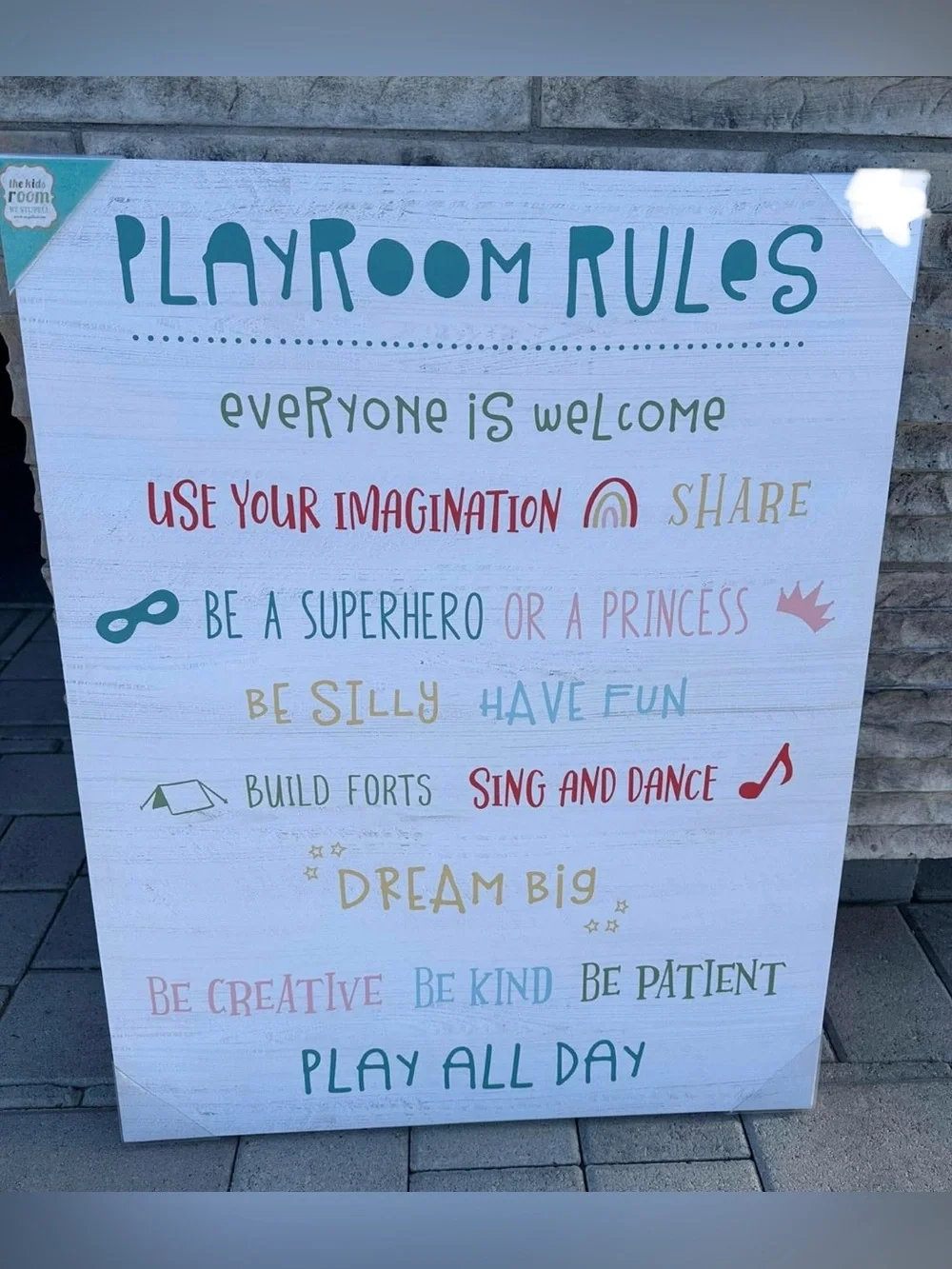 The Kids Room by Stupell “Playroom Rules” Large Canvas Sign Everyone Is Welcome